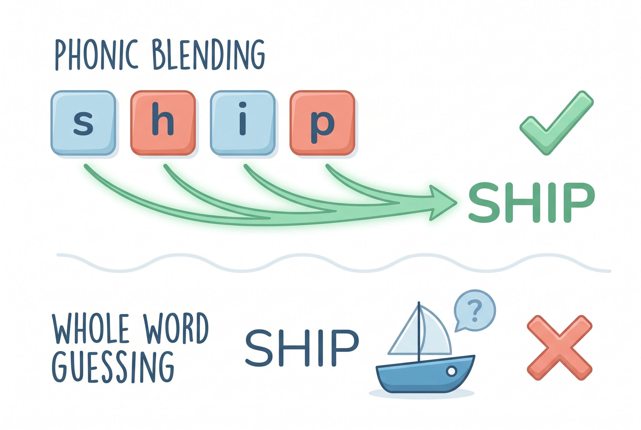 A clean editorial illustration contrasting two paths a young reader can take, shown as two horizontal lanes. The top lane sho